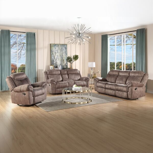 Chocolate Velvet Zubaida Motion Sofa & Console W/USB 55020 by ACME 16