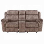 Chocolate Velvet Zubaida Motion Loveseat & Console W/USB 55021 by ACME 16