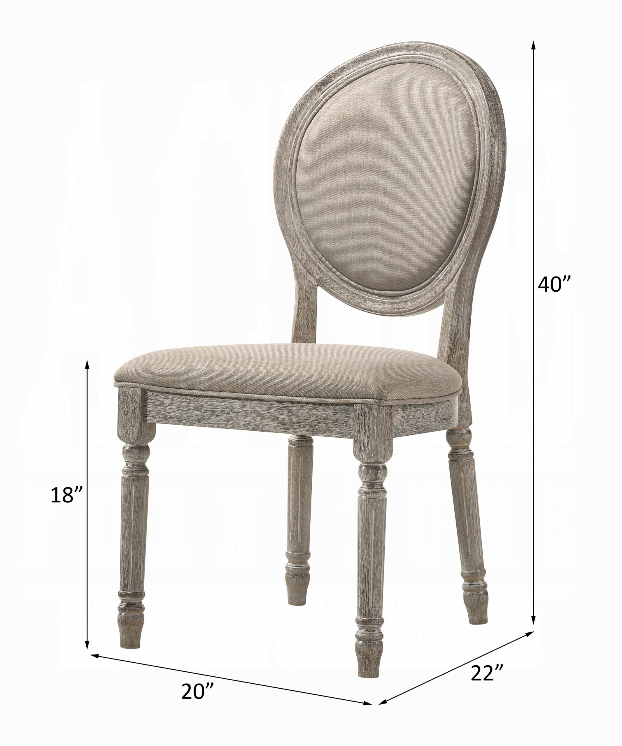 Tan Fabric Faustine Side Chair 77187 by ACME Dining Chair & Bench Mobilia Cleopatra 20 Tan Fabric Faustine Side Chair 77187 by ACME 20