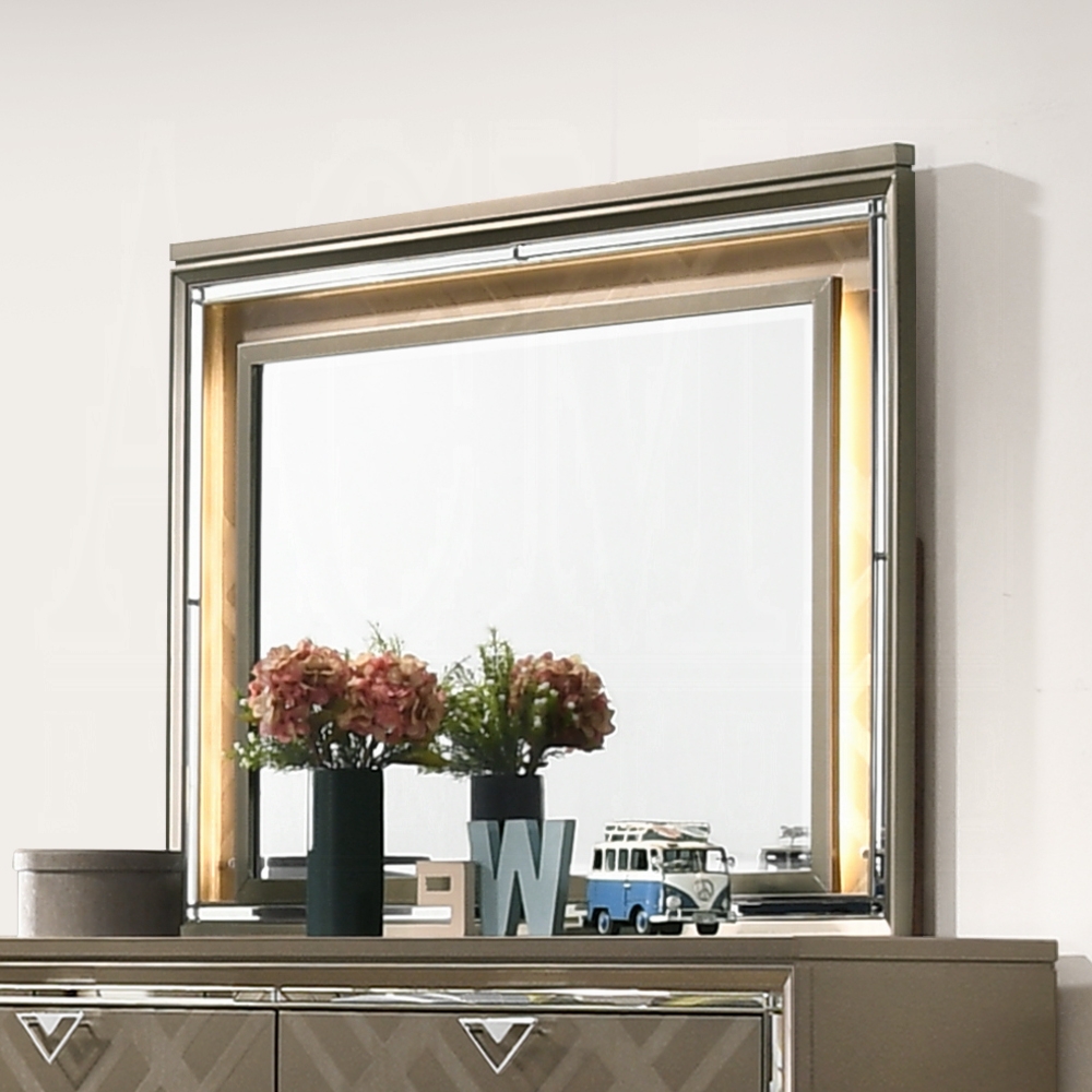 Dark Champagne Skylar Mirror W/Led 25324 by ACME