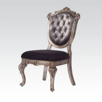 Chantelle Silver Gray Silk Side Chair by ACME