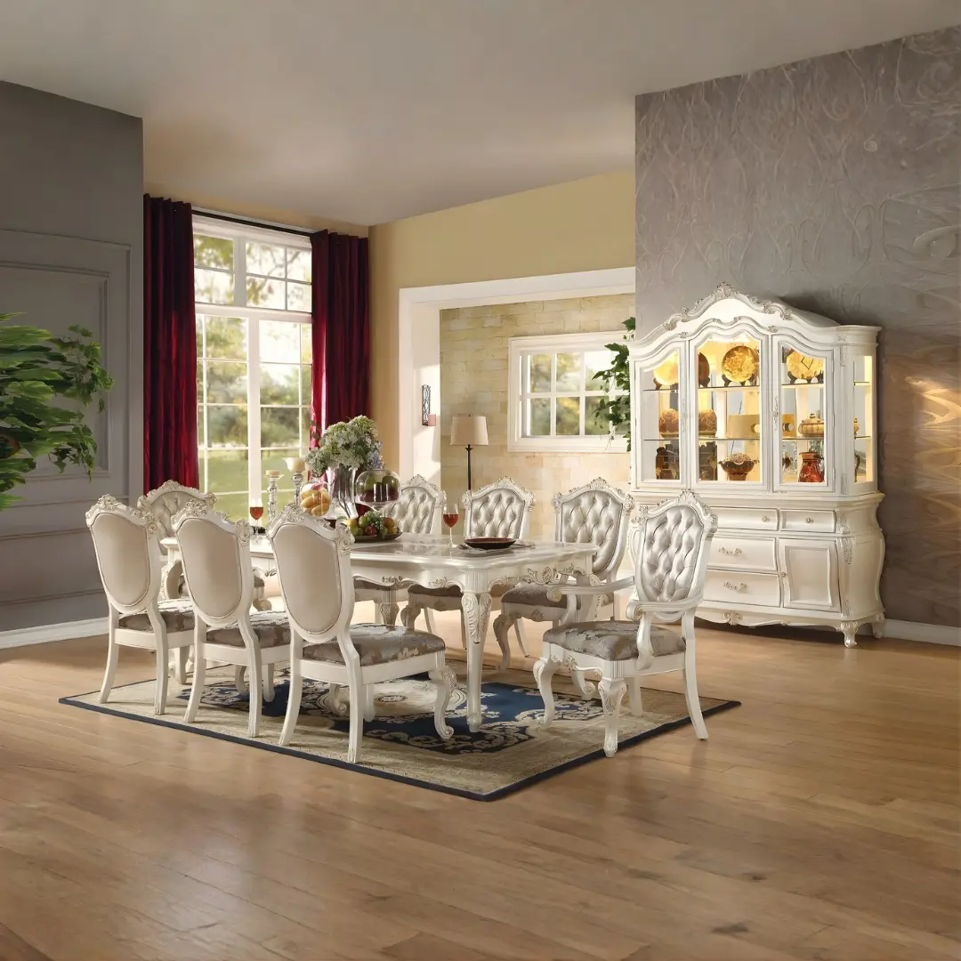 Chantelle Marble Top Dining Table By Acme | Mobilia Cleopatra 3 Chantelle Marble Top Dining Table By ACME