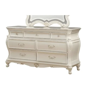 Chantelle Pearl White Dresser With Marble Top By ACME