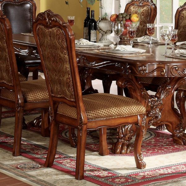 Fabric & Cherry Oak Finish Dresden Side Chair (2Pc) 12153 by ACME