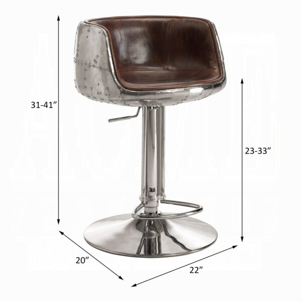 Brancaster Adjustable Stool W/Swivel Dimensions