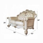 Vendome Loveseat With 3 Pillows in Champagne Leather LV01325 by ACME Luxury Living Room Furniture Mobilia Cleopatra 17 Vendome Loveseat With 3 Pillows in Champagne Leather LV01325 by ACME 17