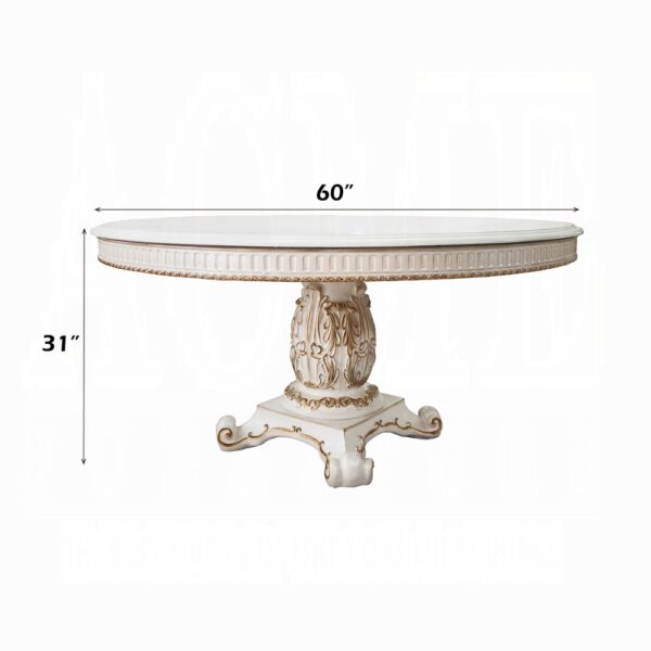 Vendome Round Dining Table With Pedestal Base in Antique Pearl Finish DN01222 by ACME 11