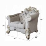 Vendome II Chair With 2 Pillows in Ivory Fabric LV01331 by ACME Living Chairs Mobilia Cleopatra 22 Vendome II Chair With 2 Pillows in Ivory Fabric LV01331 by ACME 22
