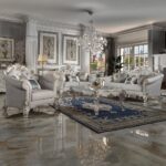 Vendome II Chair With 2 Pillows in Ivory Fabric LV01331 by ACME Living Chairs Mobilia Cleopatra 23 Vendome II Chair With 2 Pillows in Ivory Fabric LV01331 by ACME 23