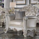 Vendome Chair With Pillow in Champagne Leather LV01326 by ACME 17