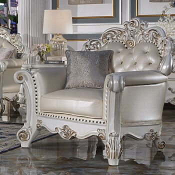 Vendome Chair With Pillow in Champagne Leather LV01326 by ACME