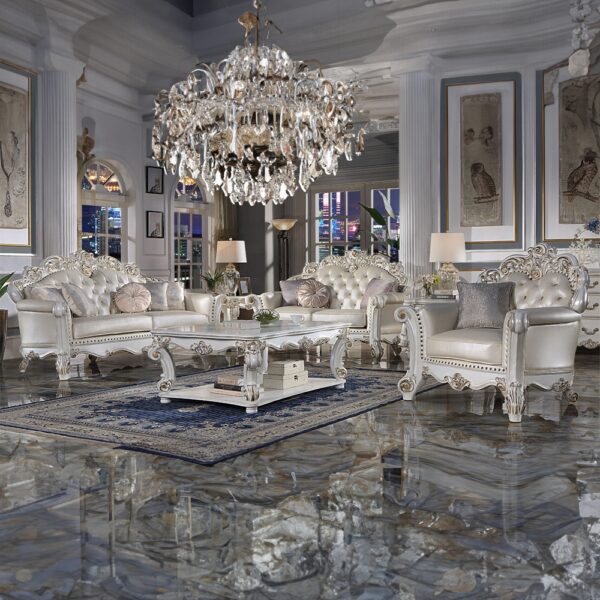 Vendome Chair With Pillow in Champagne Leather LV01326 by ACME 16