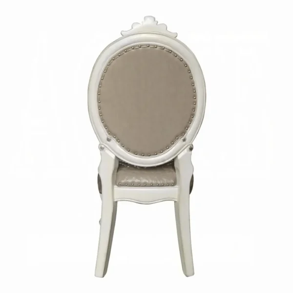 Versailles Bone White Leather Side Chair Set of 2 by ACME - Image 4