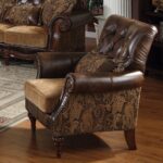 Brown Leather & Chenille Cherry Finish Dreena Chair W/Pillow 05497 by ACME 9