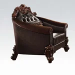 Vendome II Chair With Pillow in Brown Leather by ACME