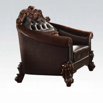 Vendome II Chair With Pillow in Brown Leather by ACME