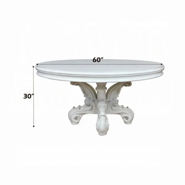 Versailles Round Pedestal Dining Table Bone White Finish By ACME