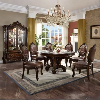 Versailles Round Pedestal Dining Table in Cherry Finish By ACME