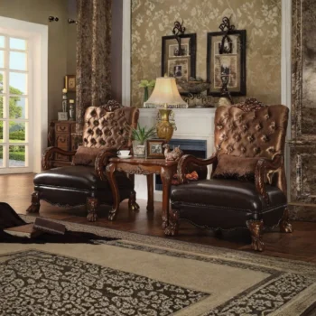 Dresden Golden Brown Velvet Chair With Pillow by ACME