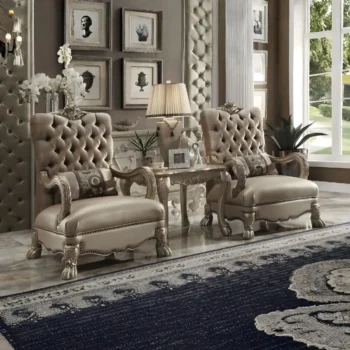 Dresden Bone Velvet Chair With Pillow by ACME