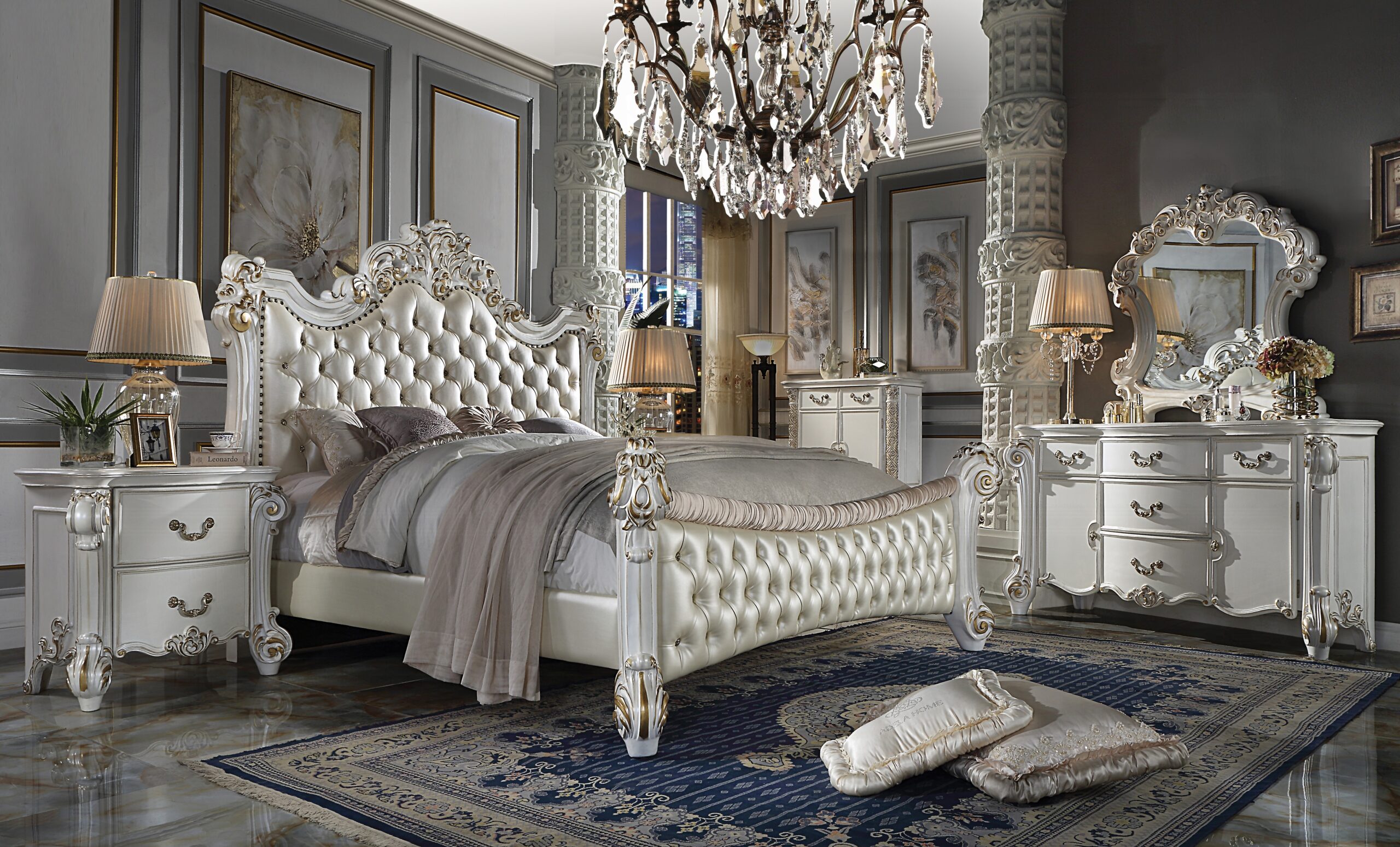Pearl Vendom Nightstand BD01340 by ACME Luxury Bedroom Furniture Mobilia Cleopatra 23 Pearl Vendom Nightstand BD01340 by ACME 23