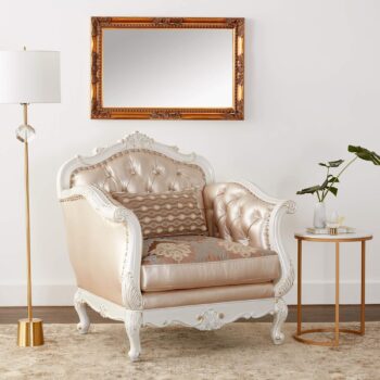 Rose Gold Leather Chair With Pillow