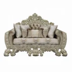 Sorina Velvet Fabric Loveseat With 5 Pillows