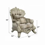 Sorina Gold French Armchair With 2 Pillows by ACME - Image 4