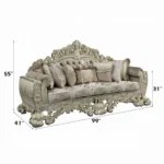 Sorina Gold Velvet Tufted Sofa With 7 Pillows by ACME - Image 3