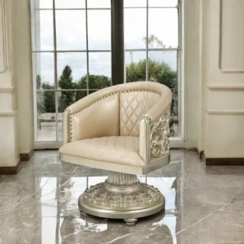 Sorina Gold Leather Arm Chair