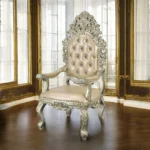 Sorina Gold Leather Arm Chair