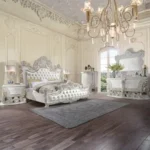 Adara White Leather Eastern King Bed by ACME - Image 6