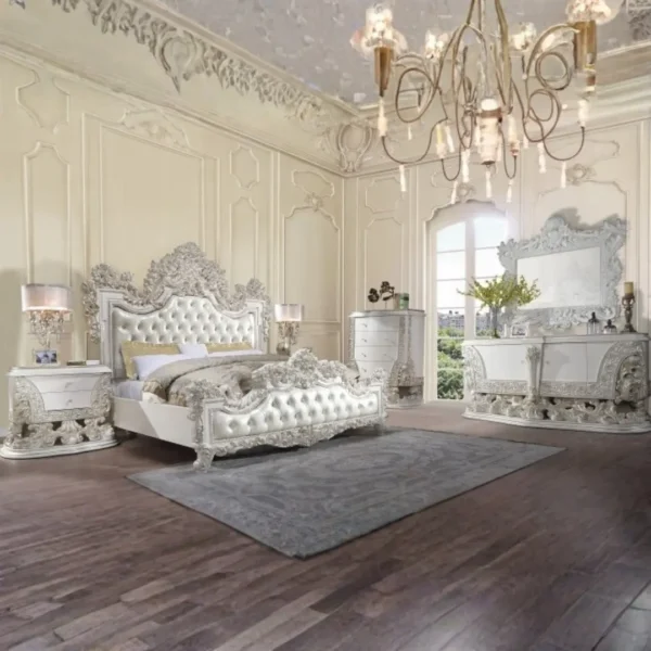 Adara White Leather Eastern King Bed by ACME - Image 6