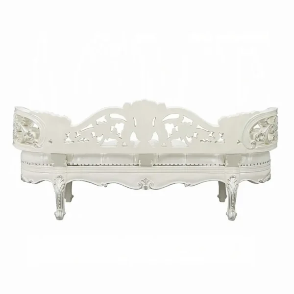 Adara White Leather Bench by ACME - Image 4