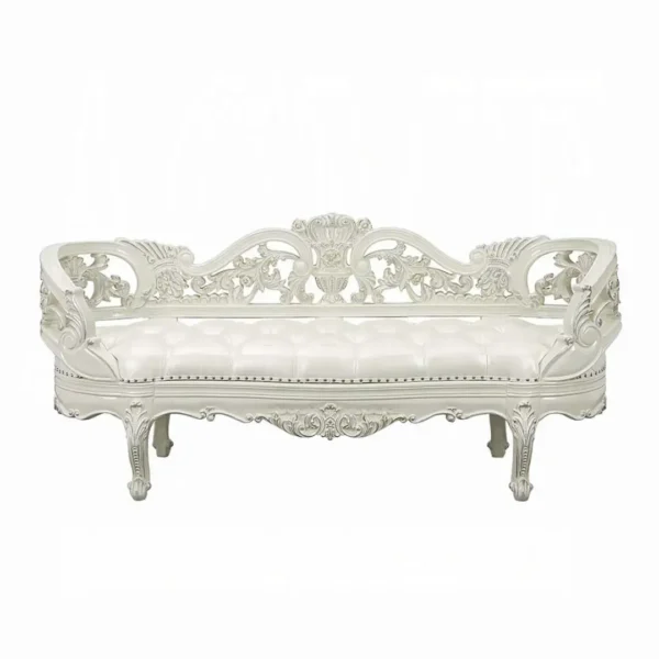 Adara White Leather Bench by ACME - Image 2