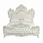 Adara White Leather Eastern King Bed by ACME - Image 2