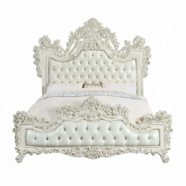 Adara White Leather Eastern King Bed by ACME - Image 2
