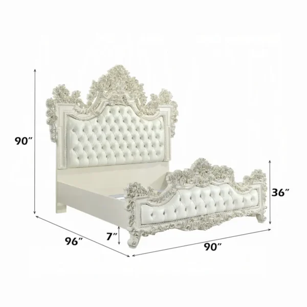 Adara White Leather Eastern King Bed by ACME - Image 5