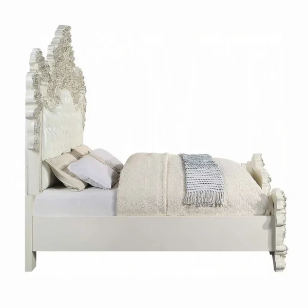 Adara White Leather Eastern King Bed by ACME - Image 3
