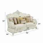 Adara Pearl White Leather Sofa With 7 Pillows by ACME - Image 3