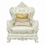 Adara Pearl White Leather Living Chair With 2 Pillows by ACME - Image 2