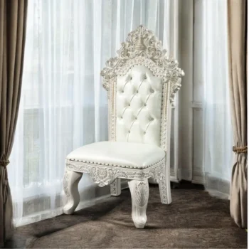 Pearl White Leather Tufted Dining Side Chair Set of 2