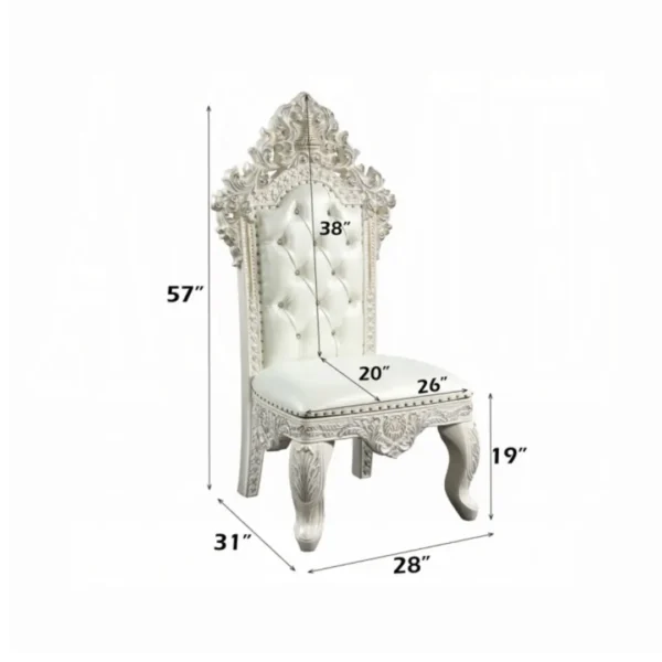 Adara Pearl White Leather Tufted Dining Side Chair Set of 2 by ACME - Image 6