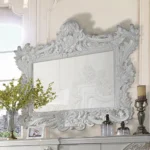 White Rectangular Wooden Frame Mirror