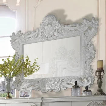 White Rectangular Wooden Frame Mirror