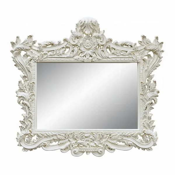 Adara White Rectangular Wooden Frame Mirror by ACME - Image 2