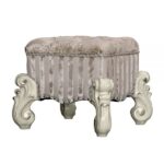 Versailles Vanity Stool in Ivory Fabric 21138 by ACME Bedroom Vanities Mobilia Cleopatra 12 Versailles Vanity Stool in Ivory Fabric 21138 by ACME 12