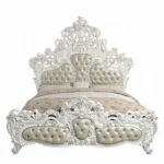 Beige Leather Eastern King Bed