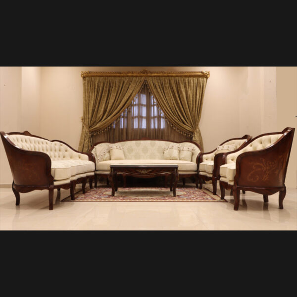 Handmade 4Pcs- Marquetery Beige Sofa Set 12