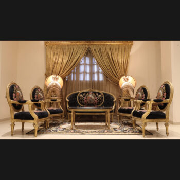 Handmade 5Pcs- Gold Black Galaxy Sofa Set
